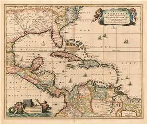 1680 Visscher Map of the Caribbean, Florida,  Central America and Terra Firma