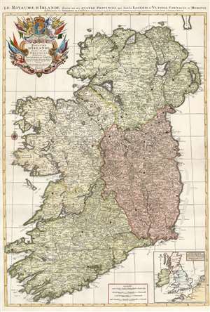 1696 / 1730 Hubert Jaillot Map of Ireland
