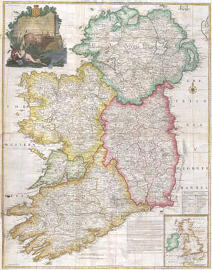1794 Rocque Wall Map of Ireland