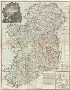 1794 Rocque Wall Map of Ireland