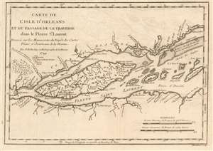 1744 Bellin Map of the l'Île-d'Orléans in the Saint Lawrence