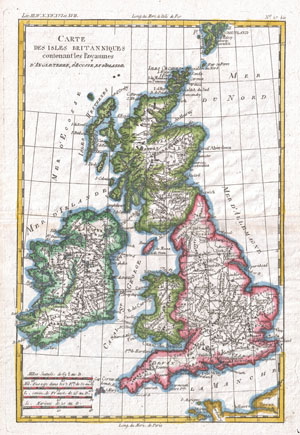 1780 Raynal and Bonne Map of British Isles