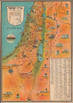 1950 Israeli / Hebrew Barlevi Pictorial Map of Israel