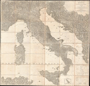 1815 Heymann Dissected Wall Map of Italy