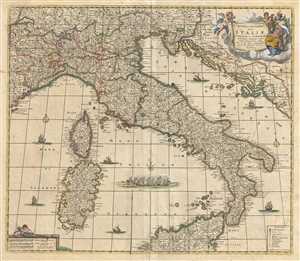 1721 De Wit Map of Italy