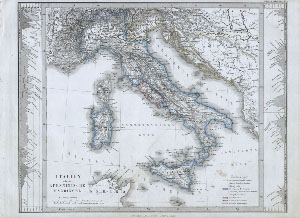 1862 Stieler Map of Italy