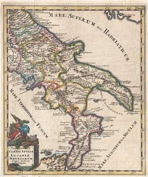 1729 Clüver Map of Southern Italy in Antiquity