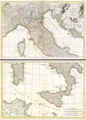 1770 Rizzi Zannoni Two Part Map of  Italy