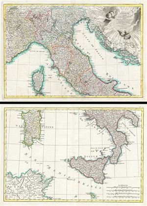 1783 Rizzi-Zannoni Map of  Italy (2 parts)