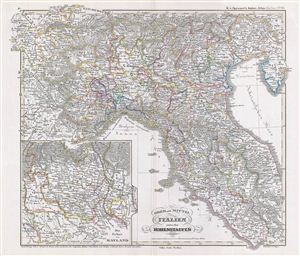 1854 Spruner Map Northern Italy under the Hohenstaufen Dynasty