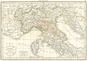 1832 Delamarche Map of Northern Italy and Corsica