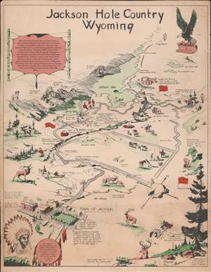 1956 Hopkinson Pictorial Map of Jackson Hole, Wyoming