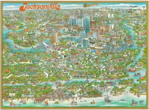 1979 Archar Pictorial Map of Jacksonville, Florida