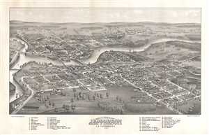 1875 Stoner Bird's-Eye View Map of Jefferson County, Wisconsin