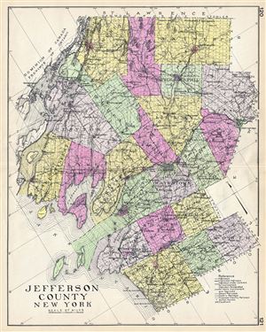 1912 Century Map of Jefferson County, New York