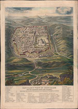 1845 Bogue / Whittock Perspective View Map of Jerusalem from Bethlehem