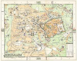 1964 Habesch The Commercial Press Pictorial City Plan or Map of Jerusalem
