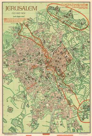 1949 Steimatzky Pictorial Map of Jerusalem