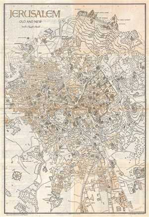 1942 Steimatzky Pictorial Map of Jerusalem