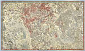 1972 Bollman Bird's Eye View Pictorial Map of Jerusalem, Israel w/original mailer