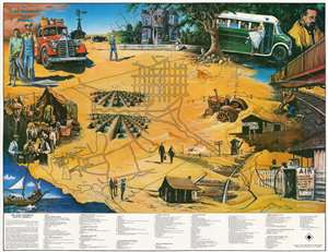 1986 Wolnick Pictorial Literary 'John Steinbeck' Map of the United States