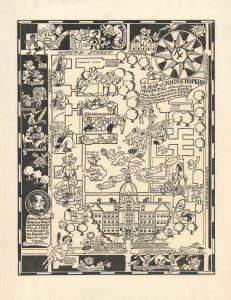 1935 Yardley Satirical Pictorial Map of Johns Hopkins, Baltimore, Maryland