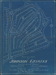 1934 Burpitt Plat Map of Part of Johnson Estates, Atlanta, Georgia