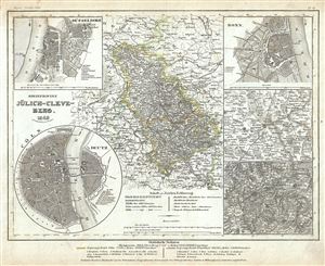1849 Meyer Map of the Province of Julich-Cleves-Berg, Rhine Province, Germany