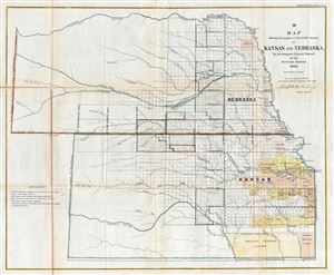 1863 Public Survey Map of Kansas and Nebraska
