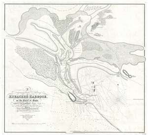1838 Carless Map of Karachi City and Harbor - fist map of Karachi!