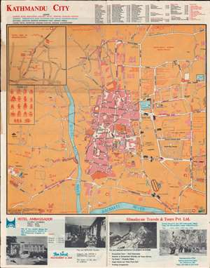 1970 Map of Kathmandu, Nepal