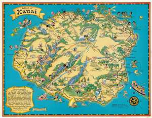 1931 Ruth Taylor White Pictorial Map of Kauai, Hawaii