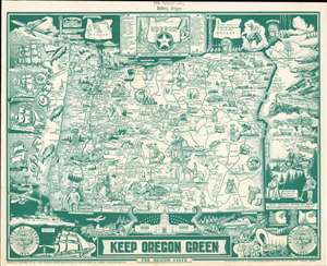 1967 Hayes Pictorial Placemat Map of Oregon
