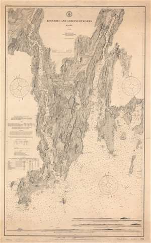 1910 U.S.C.G.S. Nautical Chart / Map of the Kennebec and Sheepscot Rivers, Maine