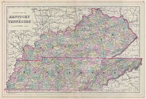 1887 Bradley Map of Kentucky and Tennessee