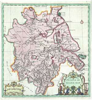 1737 D'Anville Map of Kiang-Nan, China (Jiangsu Province, Shanghai Municipality)