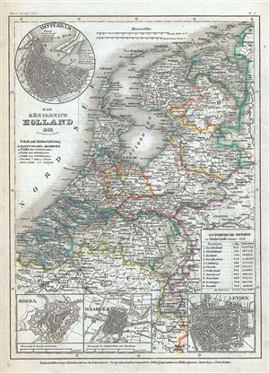 1849 Meyer Map of Holland or the Netherlands
