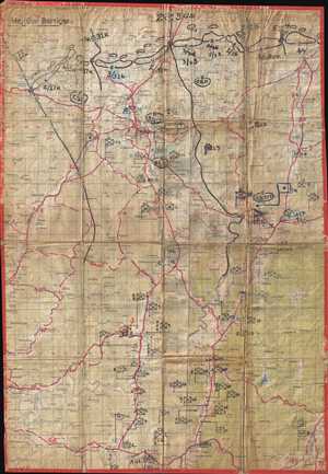 1953 Korean War General Barriger Map of South Korea -w/ hand annotations