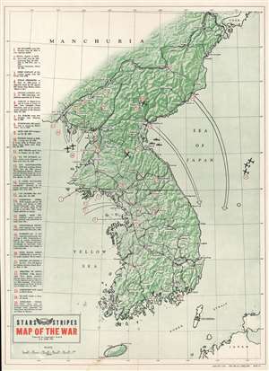 1952 Pacific Stars and Stripes Map of the Korean War