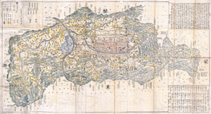 1778 Japanese Woodcut Map of Kyoto ( YAMASHIRO KUNI )