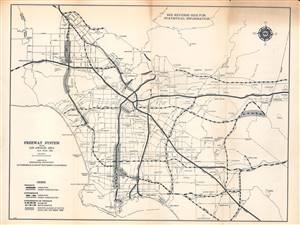 1960 SoCal Auto Club Map of L.A. Freeway System