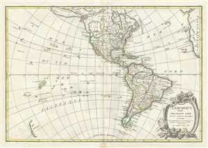 1762 Janvier Map of North America and South America (Sea of the West)
