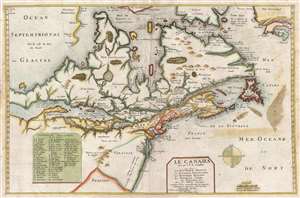 1664 Du Val / Champlain Map of Canada, New England, and the Great Lakes