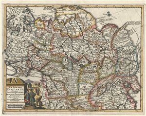 1728 Van der Aa and Map of Asia or Tartary