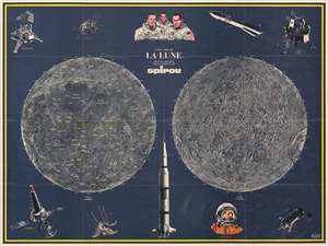 1968 Devos Pictorial Map of the Moon and Space Vehicles