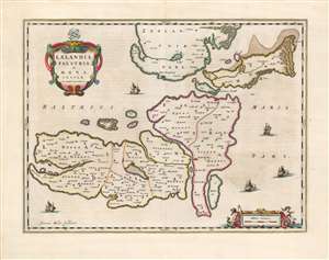 1659 Blaeu Map of the Southern Islands of Denmark