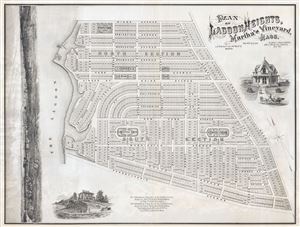 1873 Promotional Broadside Map of Lagoon Heights (Oak Bluffs), Marthas Vineyard