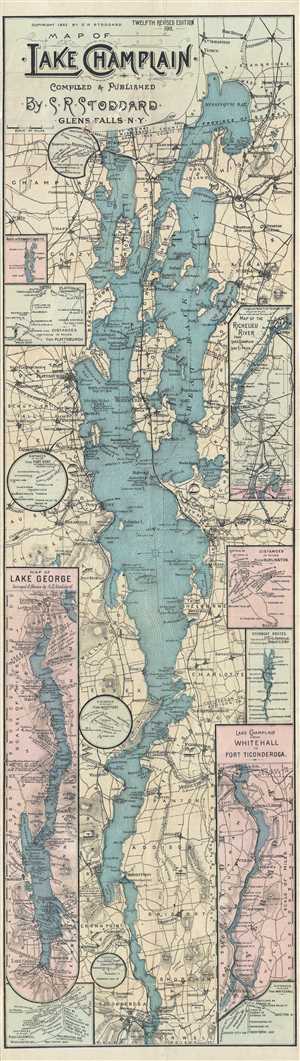 1911 Stoddard Tourist Map of Lake Champlain