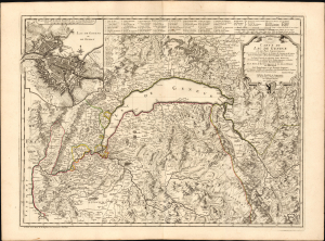 1740 Chopy Map of Lake Geneva (Lac Leman) and Environs, France and Switzerland
