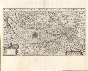 1606 Goulart / Hondius Map of Lake Geneva, Switzerland